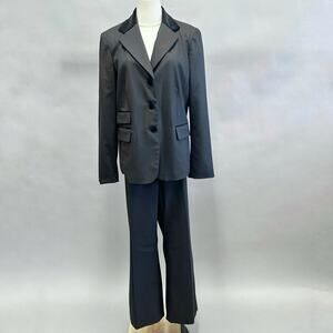 Liz Claiborne Y2k black blazer and Audra pants suit‎ set size 14 Velour trim